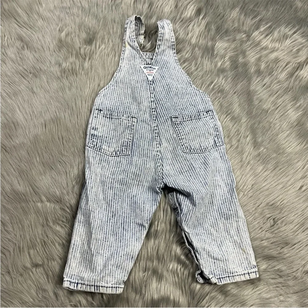 Vintage Oshkosh Bgosh Acid Wash Rail Road Stripe Overalls Made USA